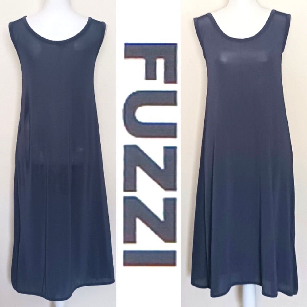 VTG FUZZI Jean Paul Gautier Tank Dress Semi Sheer Gray Nylon Made in Italy Sz M